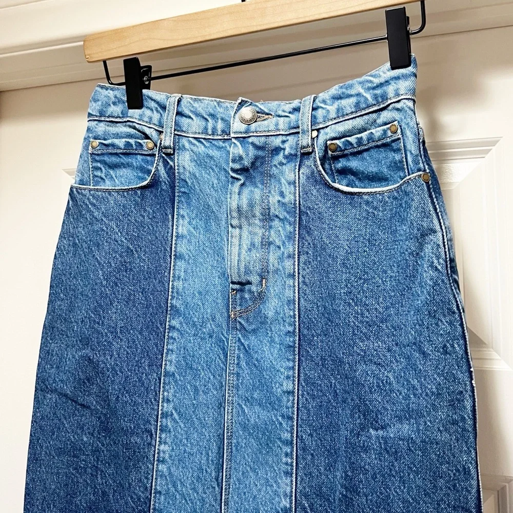 Spell Blue Daisy Patchwork Denim Midi Skirt S - Picture 6 of 9